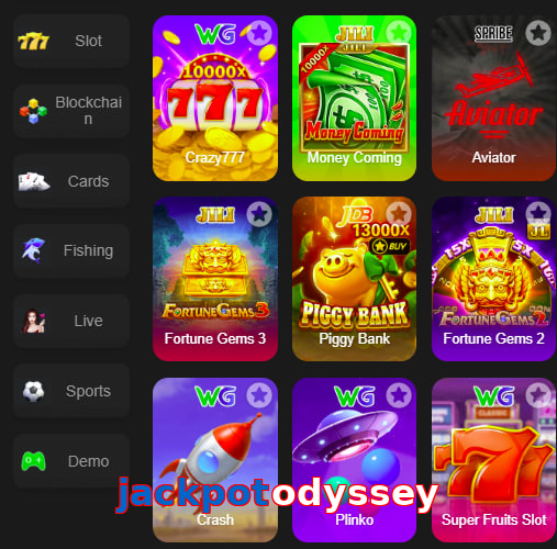 Main screen of Jackpotodyssey game page for PK players